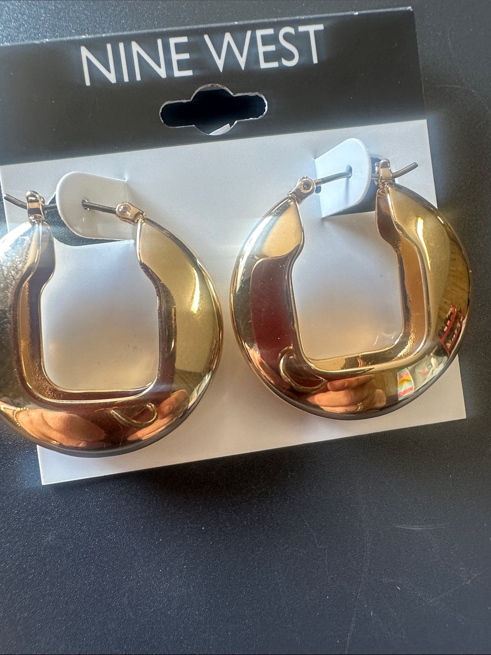 Nine West Sculpted Gold-Tone Crescent Hoop Earrings
